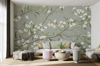White Floral Branch Wallpaper - Wallanza