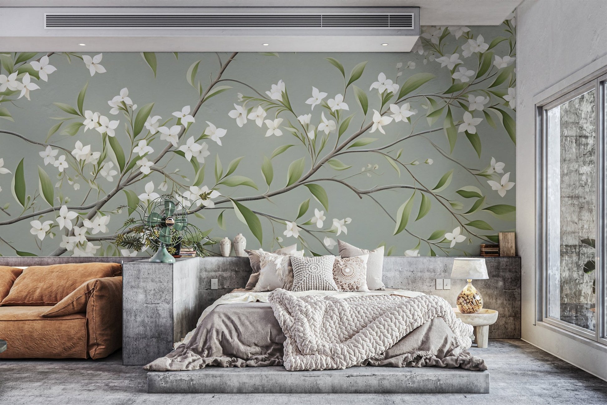 White Floral Branch Wallpaper - Wallanza