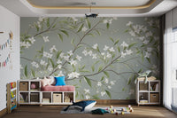 White Floral Branch Wallpaper - Wallanza