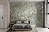 White Floral Branch Wallpaper - Wallanza