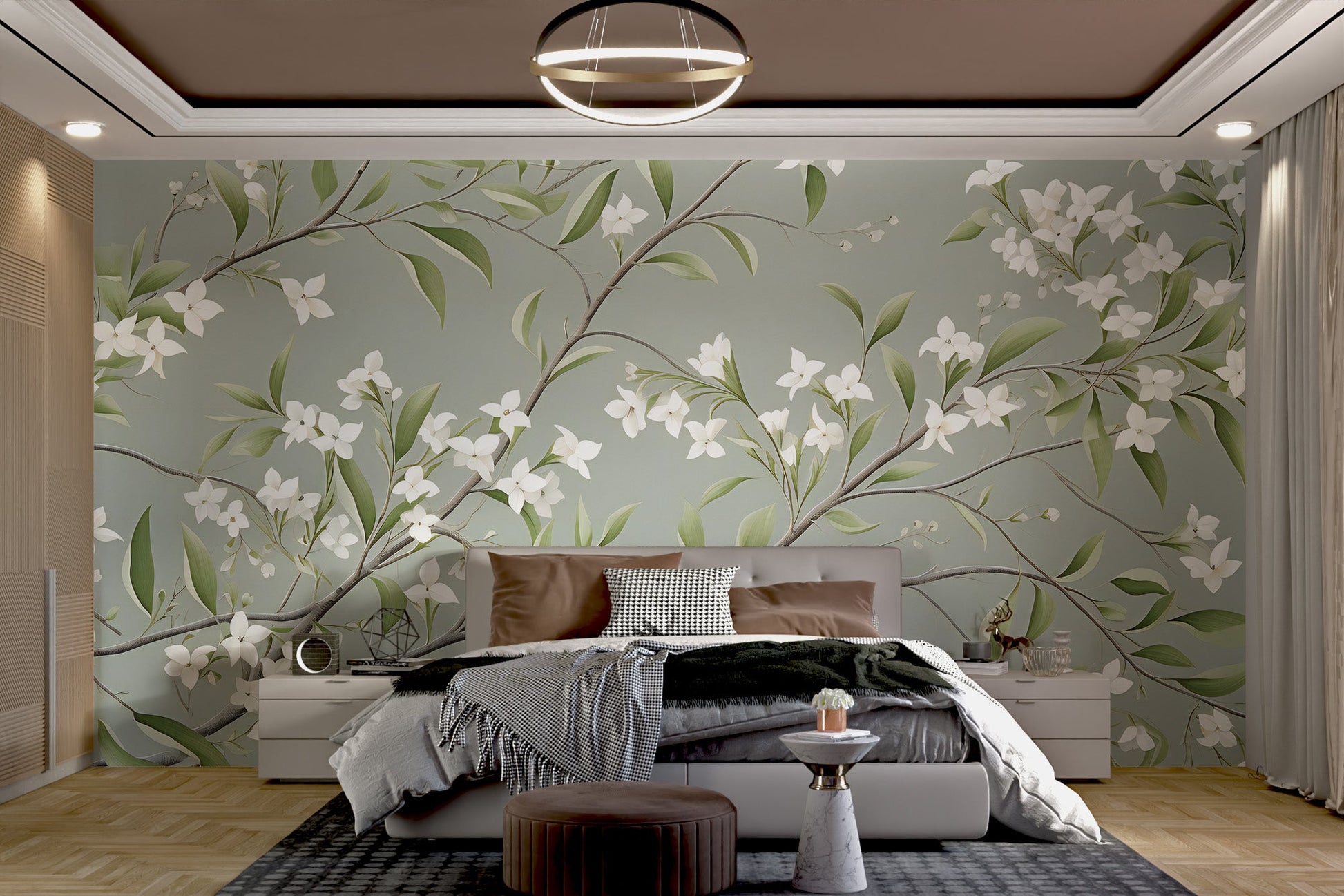 White Floral Branch Wallpaper - Wallanza