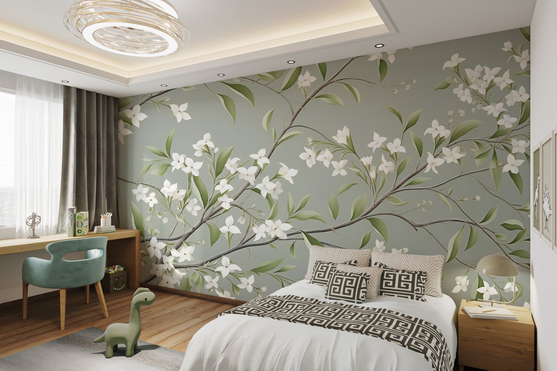 White Floral Branch Wallpaper - Wallanza