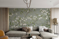 White Floral Branch Wallpaper - Wallanza