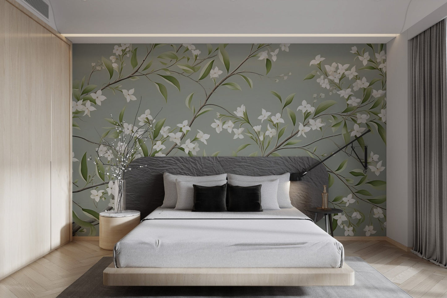 White Floral Branch Wallpaper - Wallanza