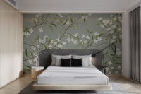 White Floral Branch Wallpaper - Wallanza
