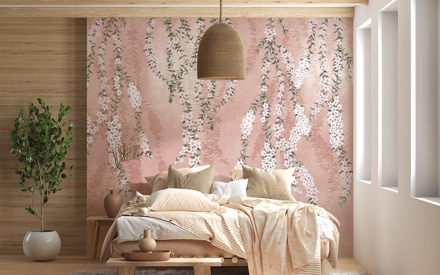 White Orchids Drape Wallpaper Murals - Wallanza