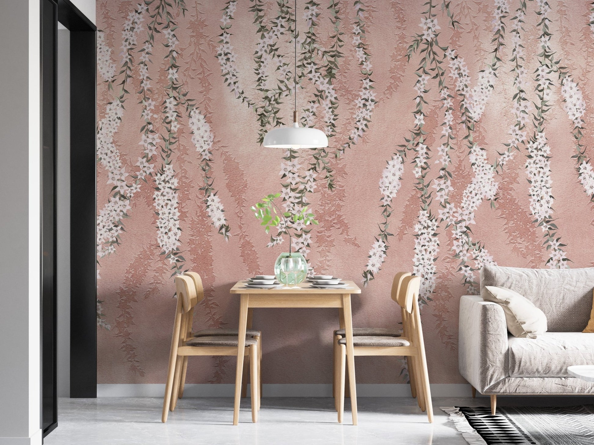 White orchids mural for soft, sophisticated wall interiors.
