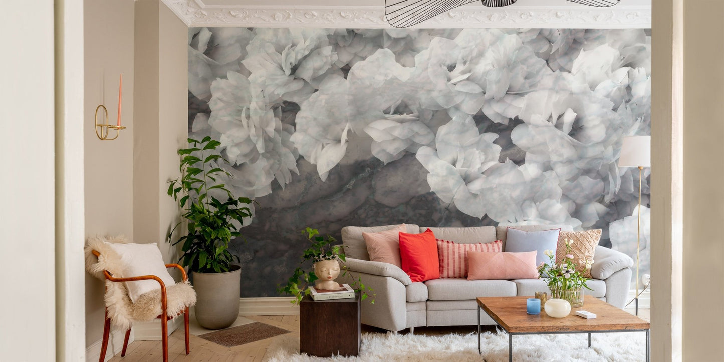 Orchid Flower Wall Mural Design in modern living area.
