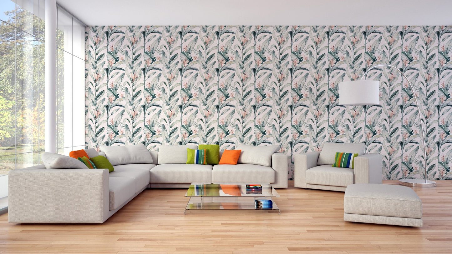 Whitewashed Tropical Palms Mural for modern walls