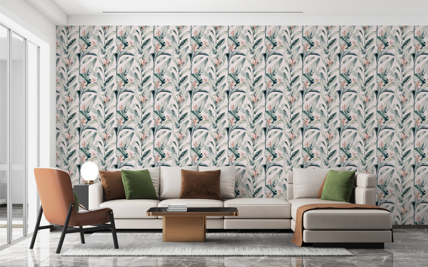 Tropical Palms Whitewashed Wallpaper Mural for style
