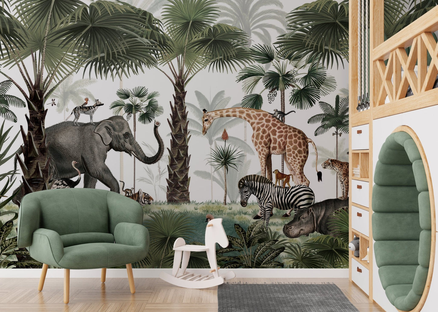 Wild Animals Oasis Wallpaper Mural - Wallanza