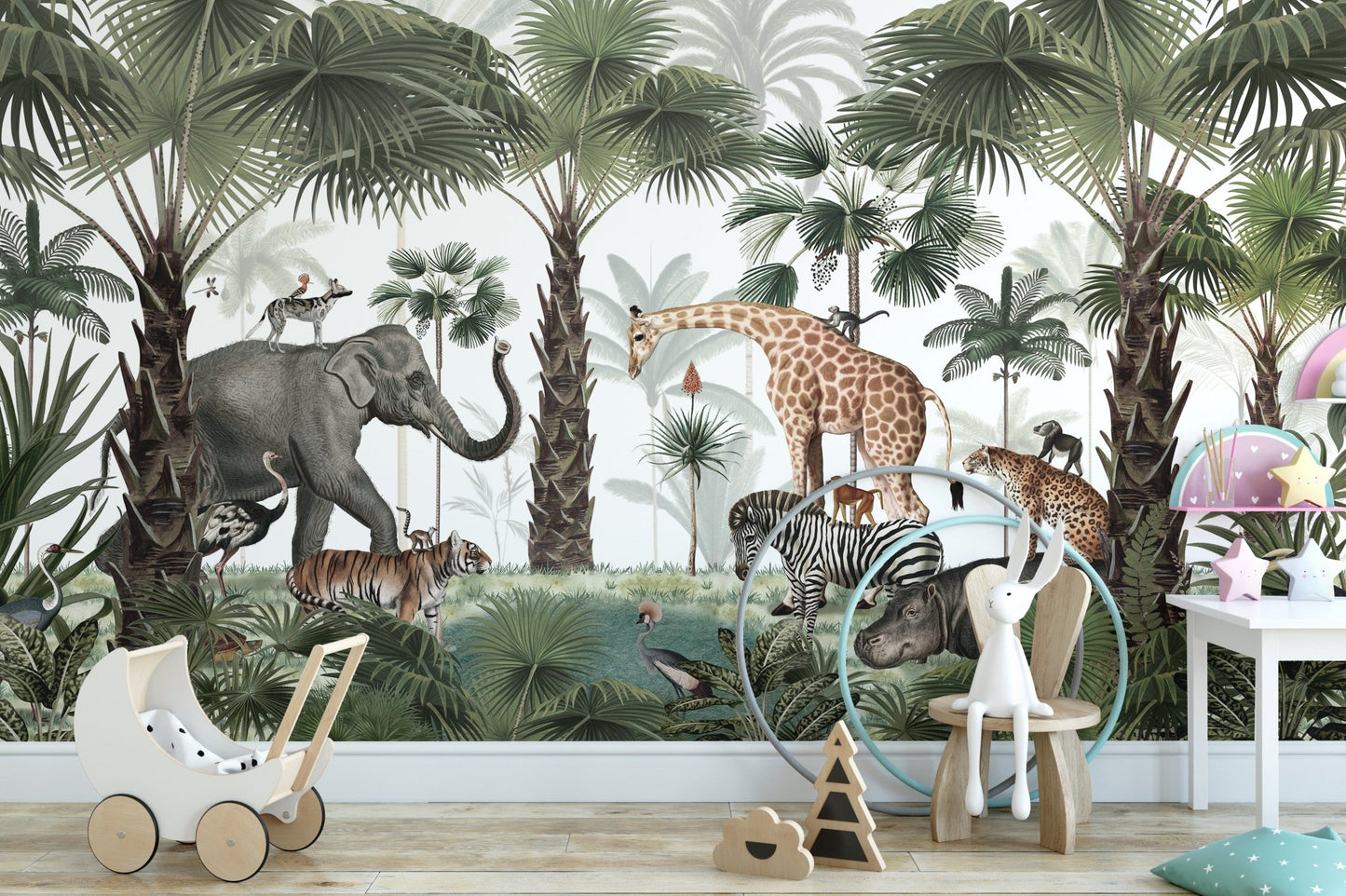 Wild Animals Oasis Wallpaper Mural - Wallanza