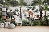 Wild Animals Oasis Wallpaper Mural - Wallanza