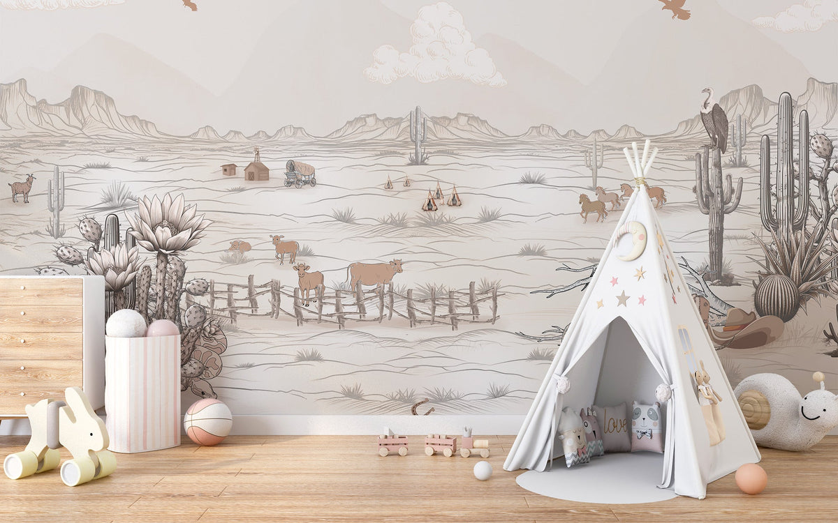 Western wildlife wallpaper featuring eagle and desert scenery.