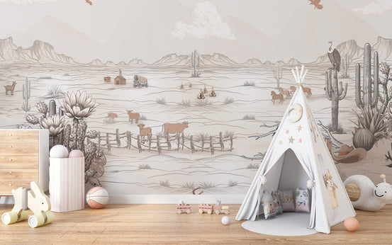 Western wildlife wallpaper featuring eagle and desert scenery.