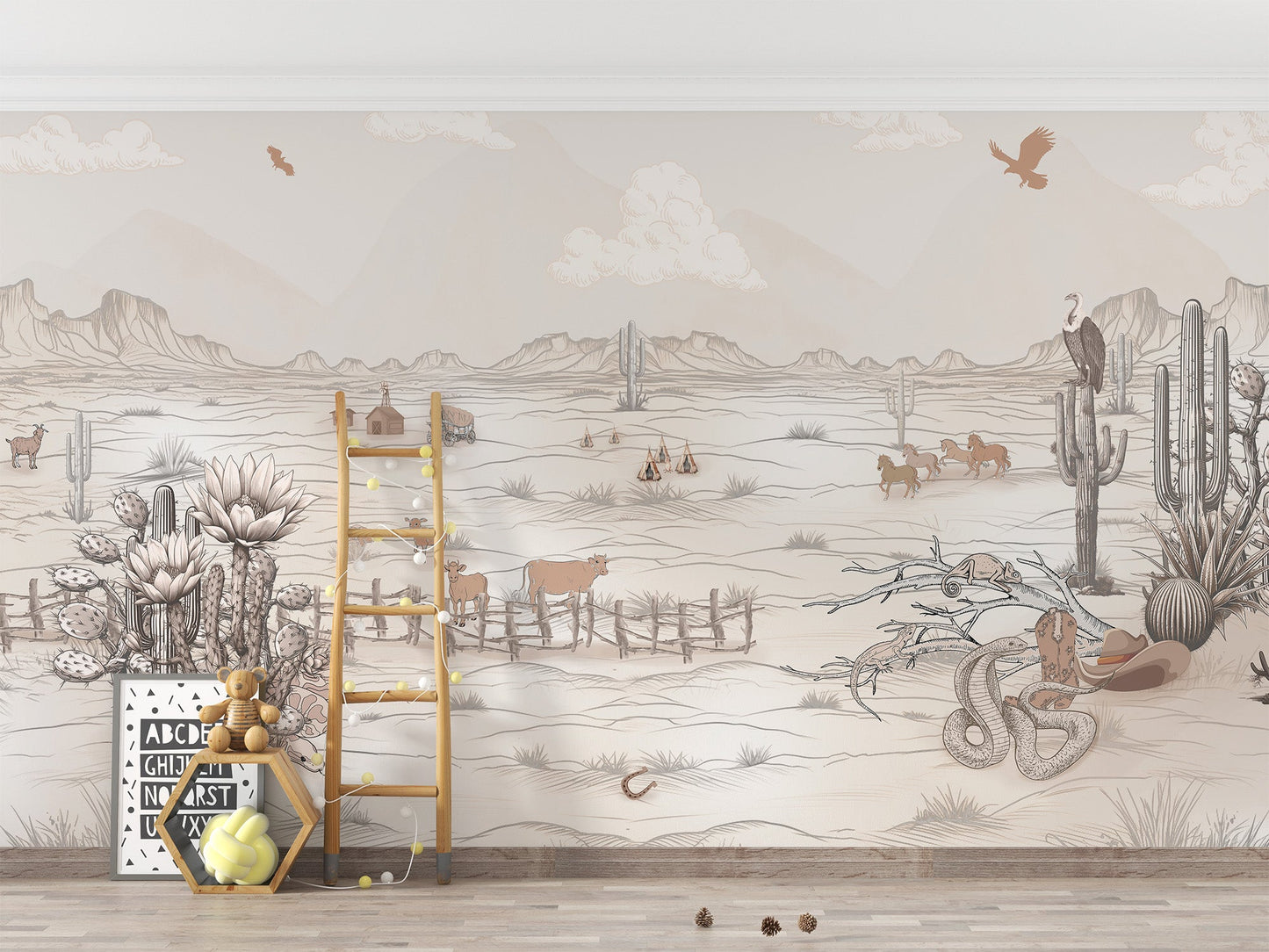Wild West Cowboy Mural Wallpaper - Wallanza