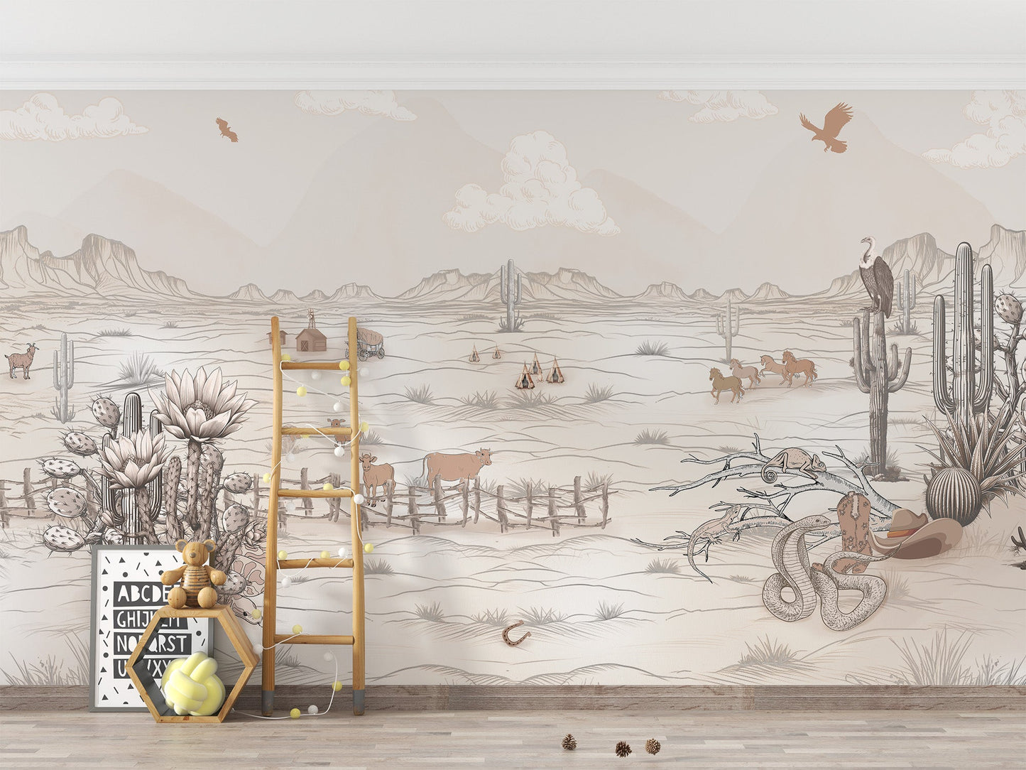 Wild West Cowboy Mural Wallpaper - Wallanza