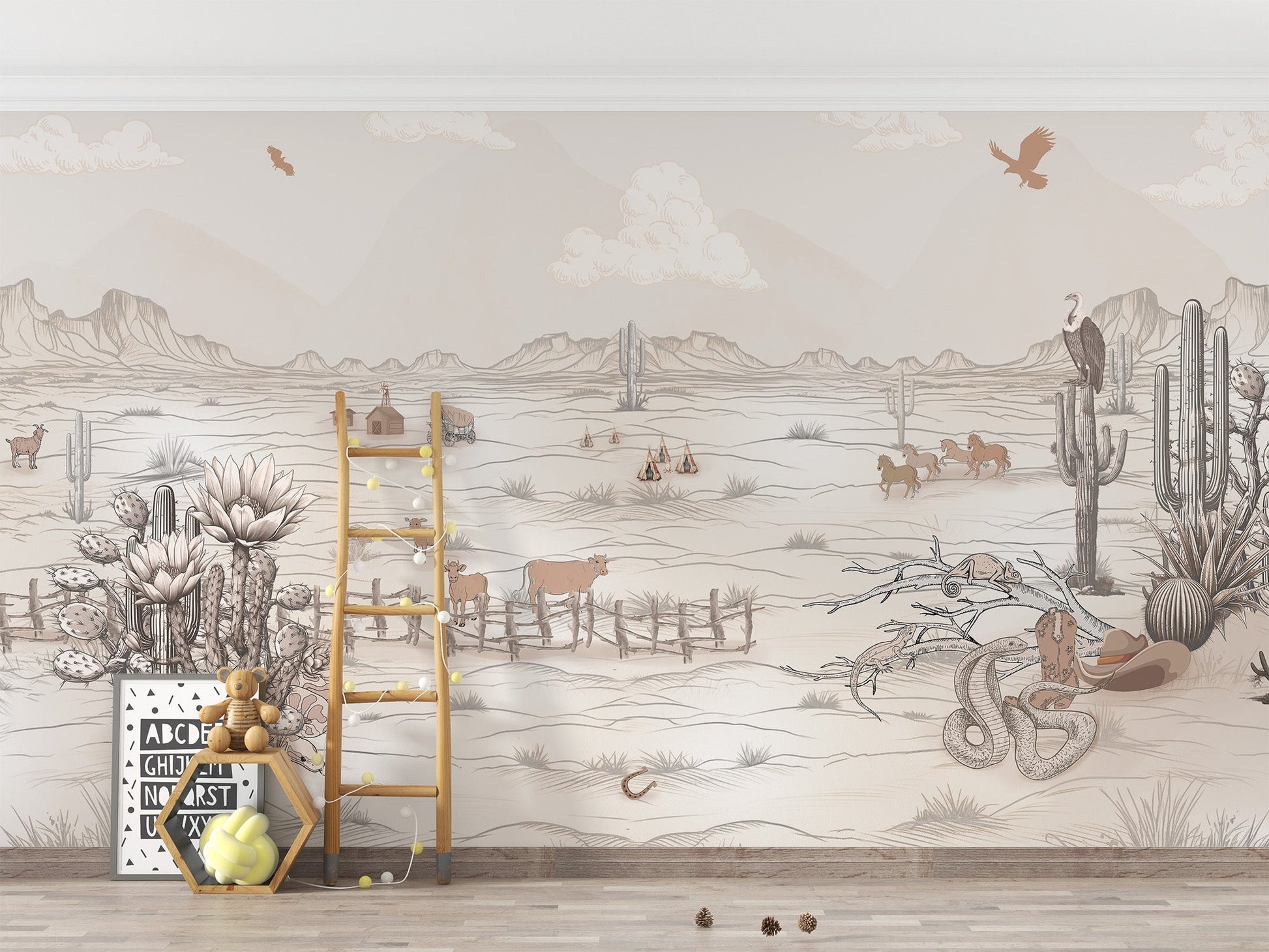 Wild West Cowboy Mural Wallpaper - Wallanza