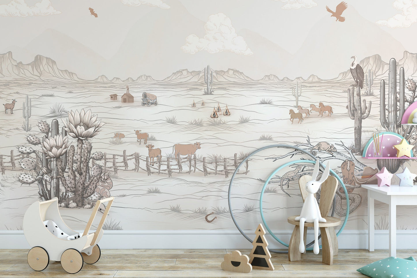 Wild West Cowboy Mural Wallpaper - Wallanza