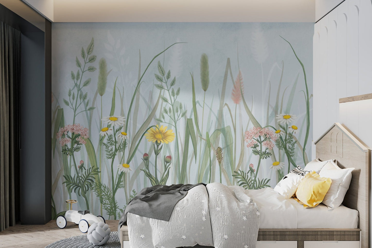 Gentle meadow wall murals with ferns and seed heads