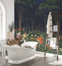 Wildlife adventure mural wall mural in a bathroom.