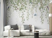 Willow Branches and Birds Wall Mural for living room.