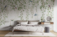Birds and Willow Branches Wall Mural for Bedroom backdrop.