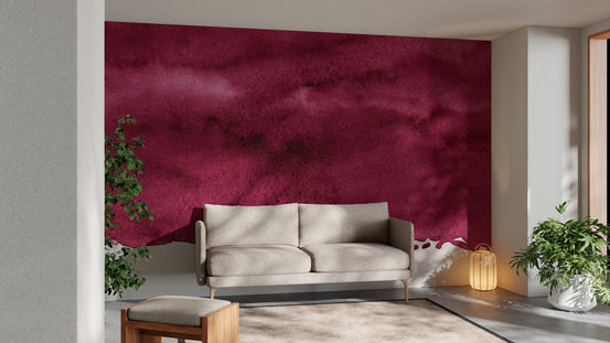 Elegant wine-inspired mural with rich, luxurious tone in living area.
