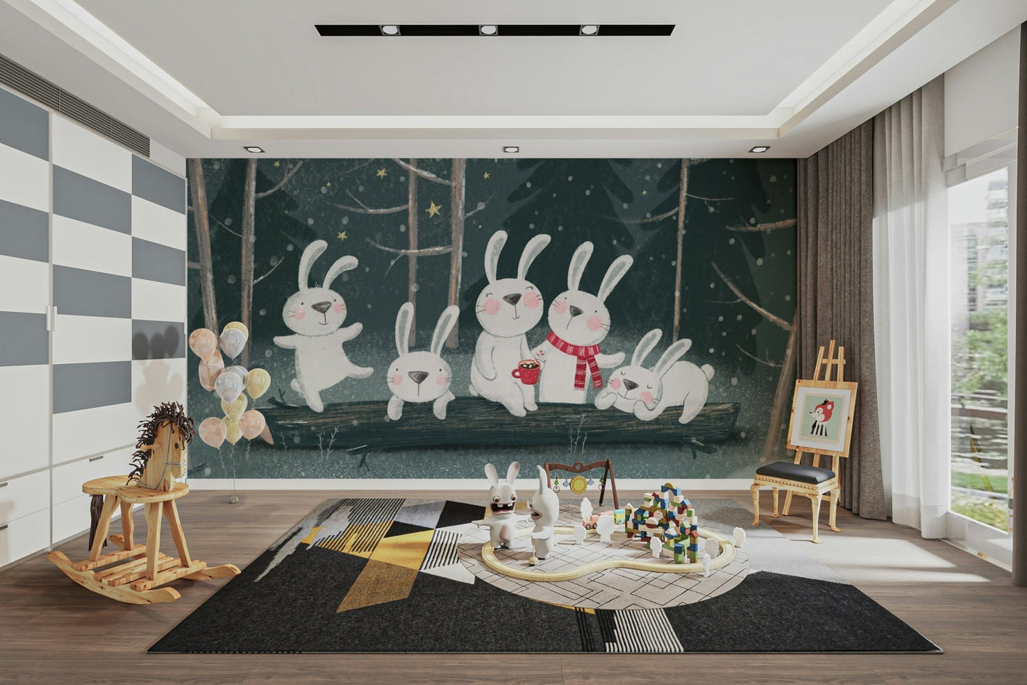 Winter Bunny Wall Mural - Wallanza