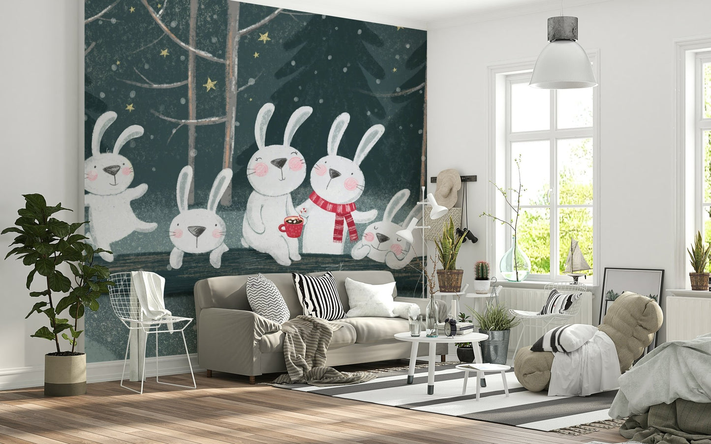 Winter Bunny Wall Mural - Wallanza