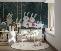 Winter Bunny Wall Mural - Wallanza