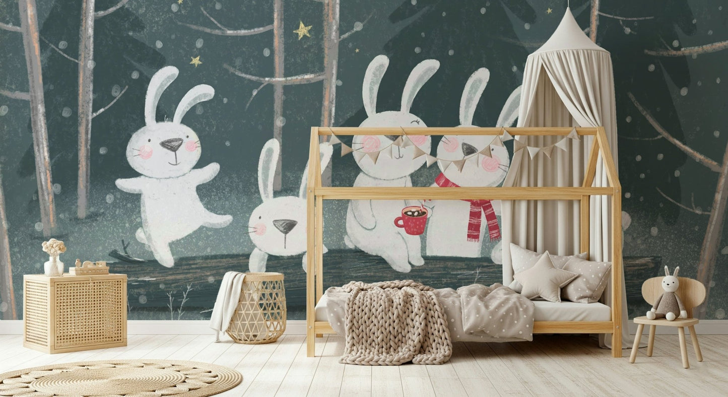 Winter Bunny Wall Mural - Wallanza