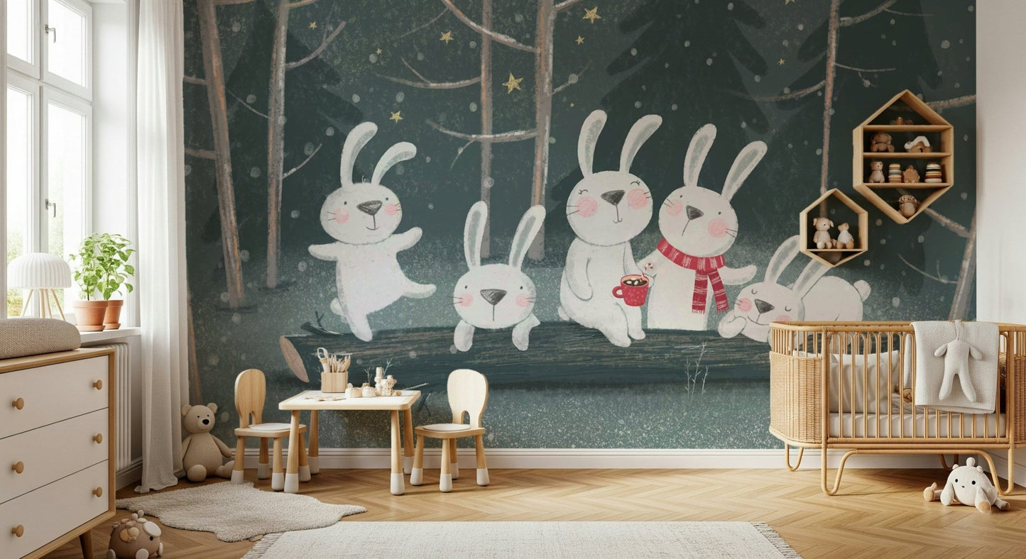 Winter Bunny Wall Mural - Wallanza