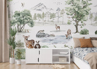 Winter Deer Forest Wallpaper Mural - Wallanza