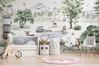 Winter Deer Forest Wallpaper Mural - Wallanza