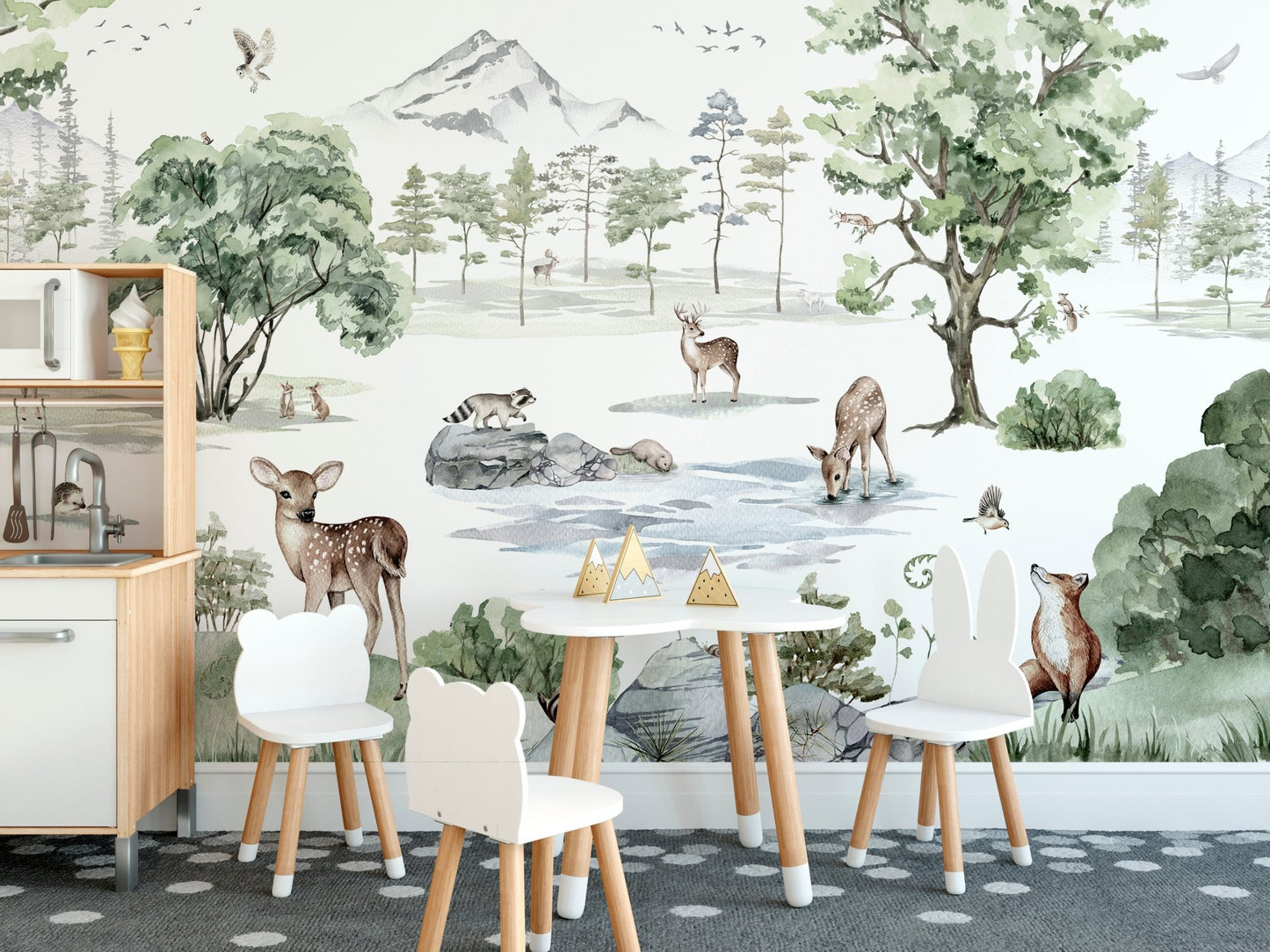 Winter Deer Forest Wallpaper Mural - Wallanza