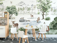 Winter Deer Forest Wallpaper Mural - Wallanza