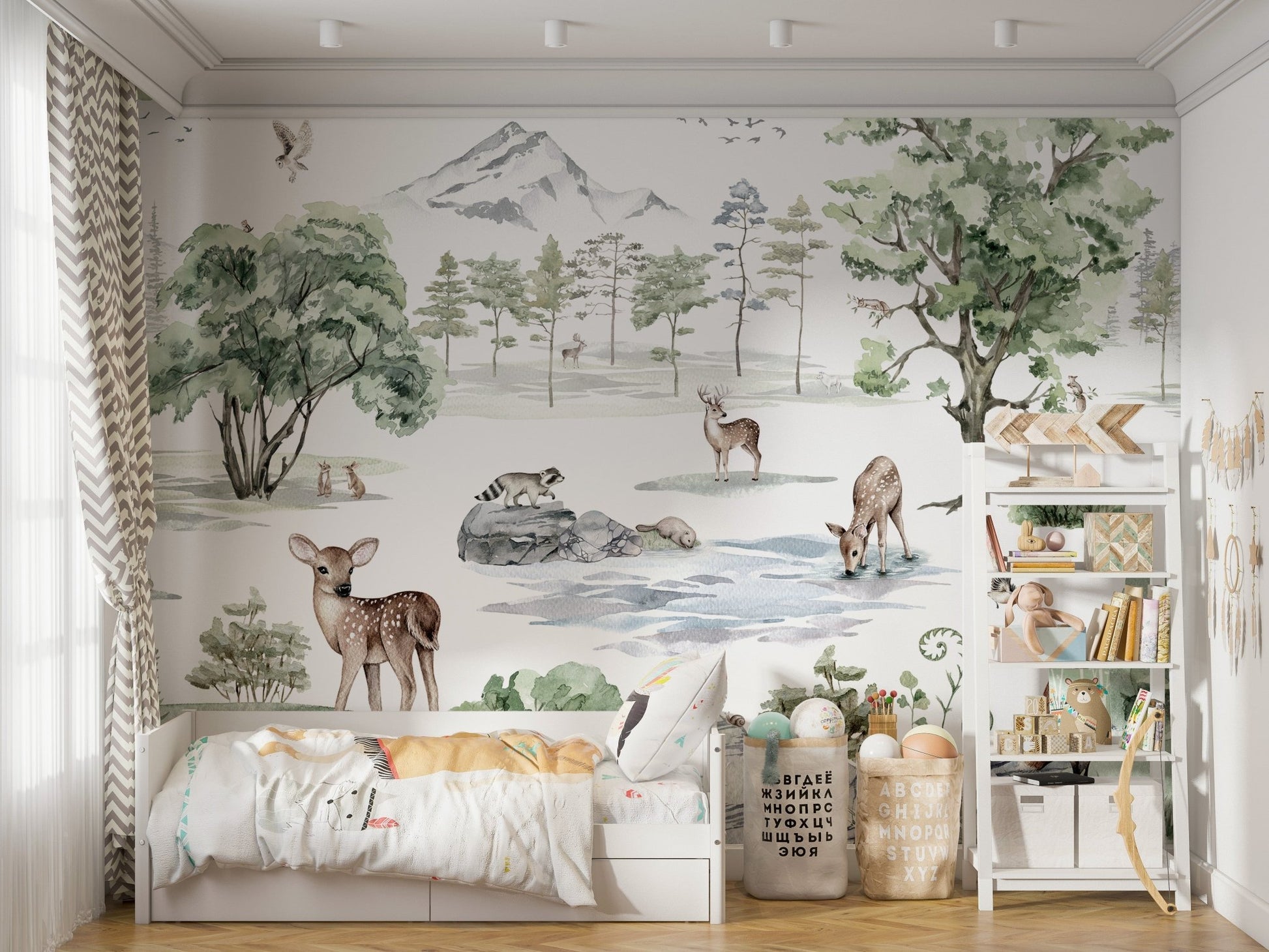 Winter Deer Forest Wallpaper Mural - Wallanza