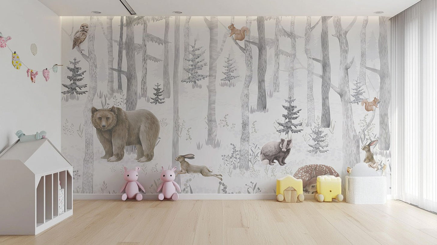 Winter Wildlife Wall Mural - Wallanza