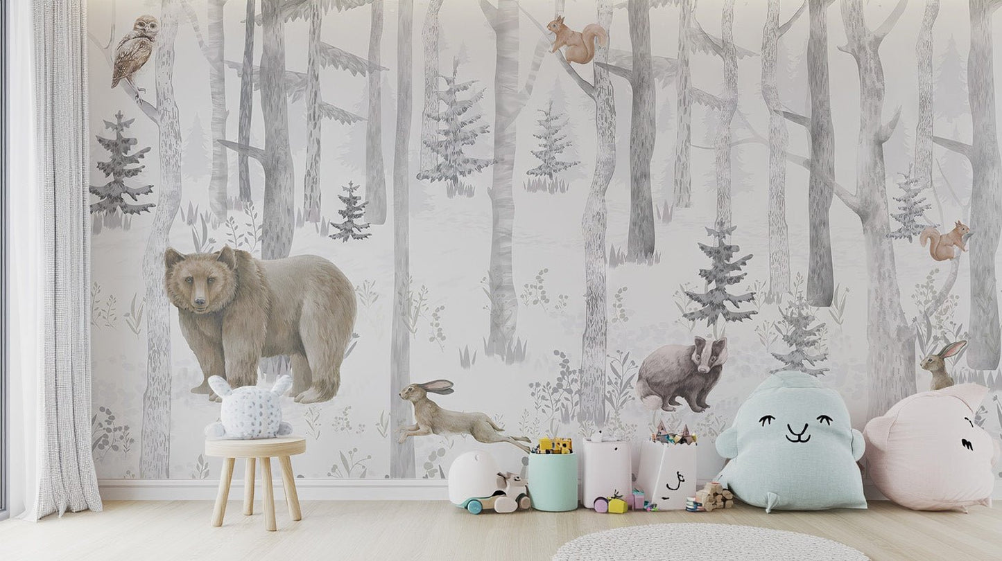 Winter Wildlife Wall Mural - Wallanza