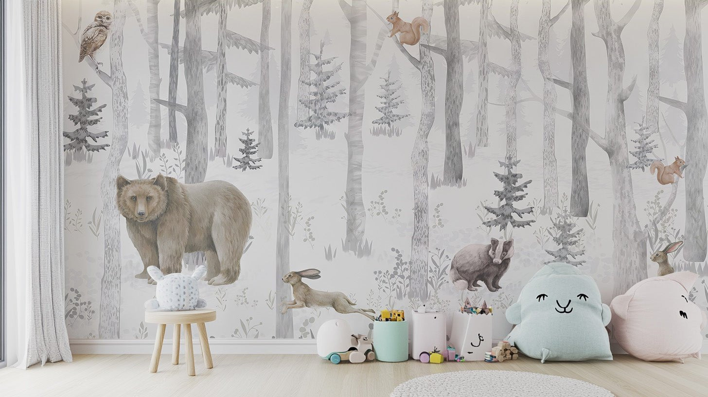 Winter Wildlife Wall Mural - Wallanza