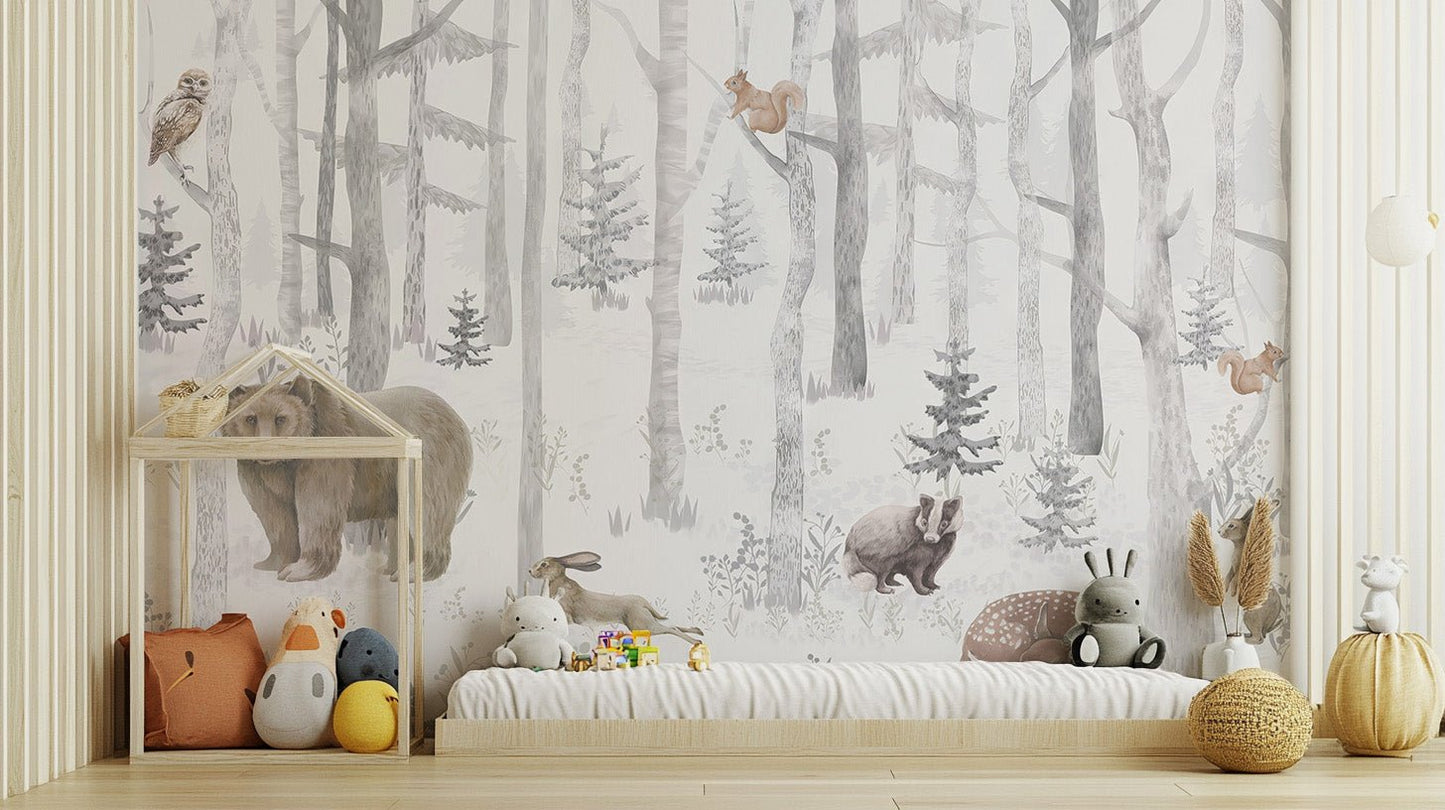 Winter Wildlife Wall Mural - Wallanza