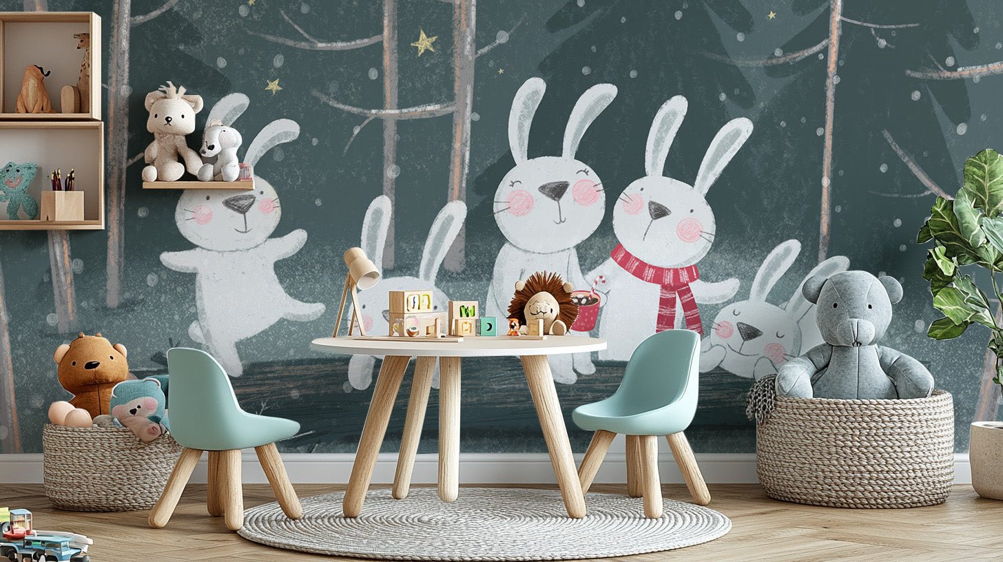 Winter Wonderland Rabbit Wallpaper Mural - Wallanza