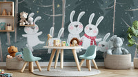 Winter Wonderland Rabbit Wallpaper Mural - Wallanza