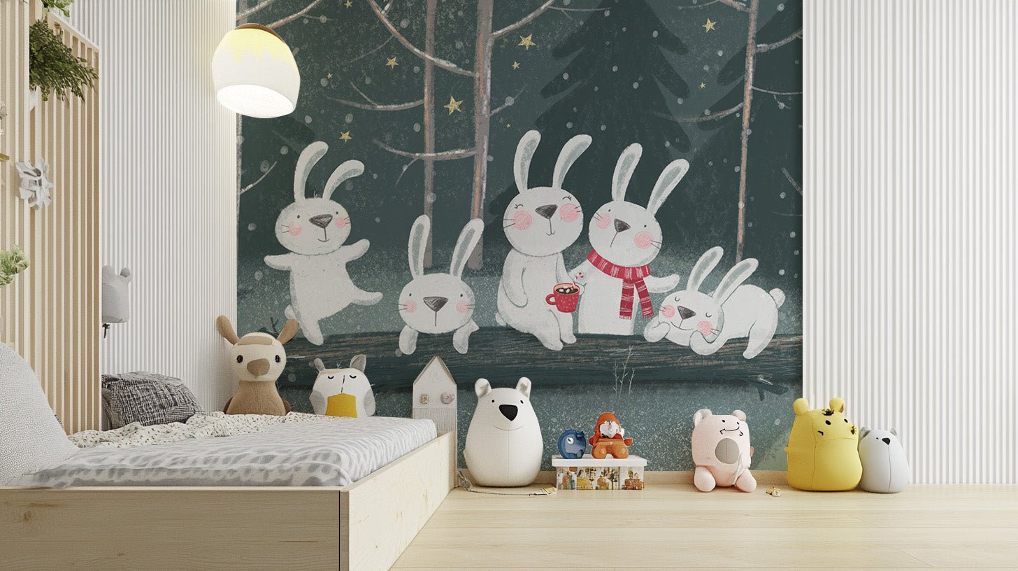 Winter Wonderland Rabbit Wallpaper Mural - Wallanza