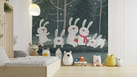 Winter Wonderland Rabbit Wallpaper Mural - Wallanza