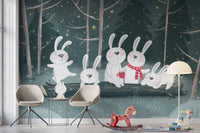 Winter Wonderland Rabbit Wallpaper Mural - Wallanza