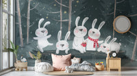 Winter Wonderland Rabbit Wallpaper Mural - Wallanza