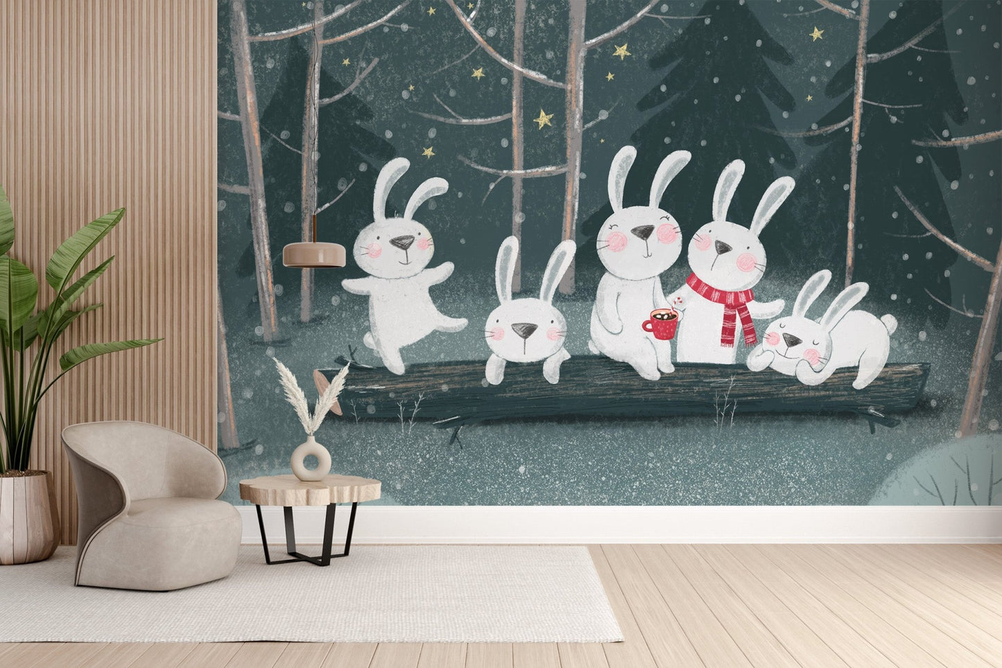 Winter Wonderland Rabbit Wallpaper Mural - Wallanza