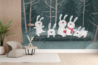 Winter Wonderland Rabbit Wallpaper Mural - Wallanza